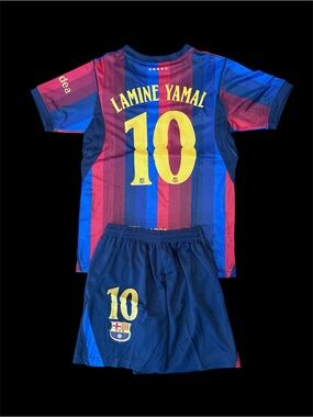 Lamine Yamal 2026 Barcelona Youth Soccer Jersey & Shorts Set - Blue/Red